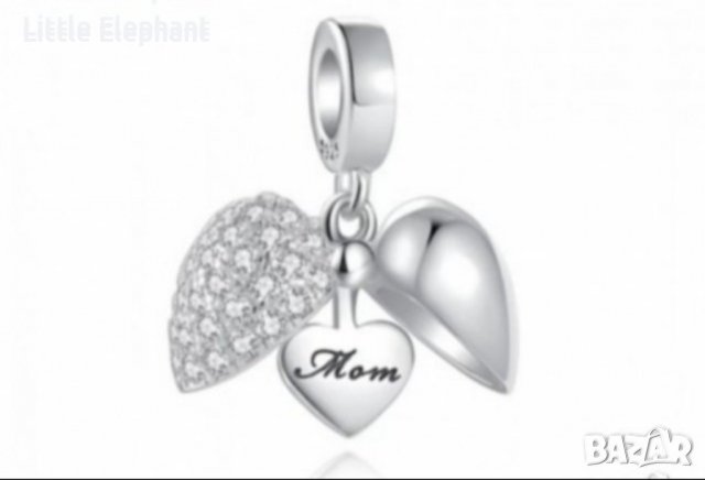 Outlet Sale Сребърен висящ елемент Пандора,отварящо се сърце"Mom"/нов, снимка 1 - Колиета, медальони, синджири - 37867727