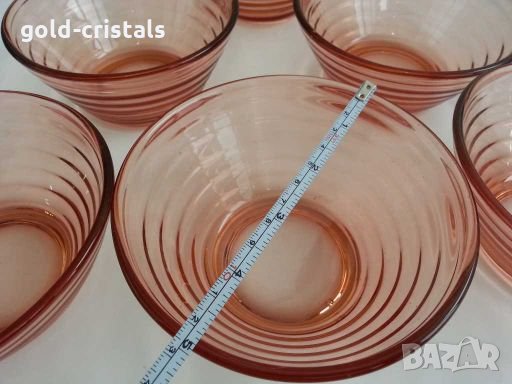 Ретро стъклени купички цветно розово стъкло 53г, снимка 2 - Антикварни и старинни предмети - 28614899