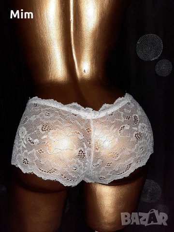 М Бели дантелени бикини с ламе, снимка 2 - Бельо - 33011398