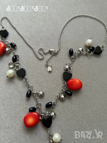 Сребърно колие с естествени камъни , снимка 3 - Колиета, медальони, синджири - 52801537