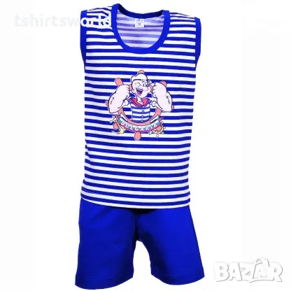 Ново детско моряшко комплектче с трансферен печат Попай Моряка