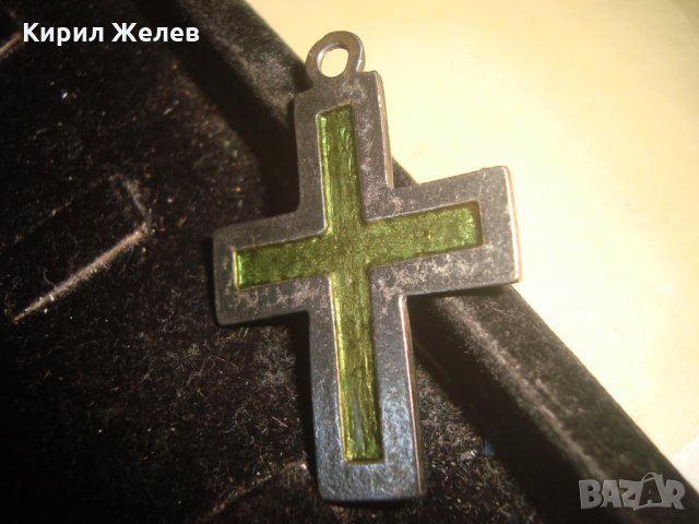 ДВУСТРАННО ЕМАЙЛИРАН АРТ ПОСРЕБРЕН МЕТАЛЕН КРЪСТ МЕДАЛЬОН 22238, снимка 2 - Колиета, медальони, синджири - 32964567
