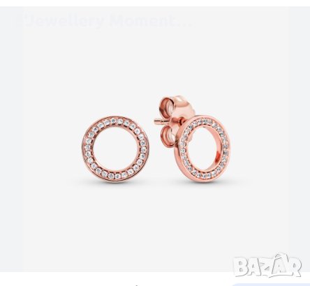 Обеци Pandora Sparkling Circle Stud Earrings  Rose Gold
