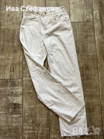Нови класически  бели дънкови дънкени панталони висока талия Zara zara Зара  , снимка 2 - Панталони - 51627632