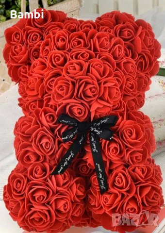 Мече от рози за рожден ден, имен ден, 8 март, 14 февруари , снимка 3 - Други - 43909031
