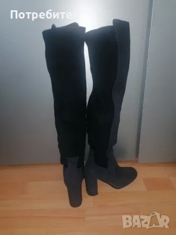 Елегантни ботуши /чизми/ на ток италиански - естествен велур, р-р 37, снимка 6 - Дамски ботуши - 48176740