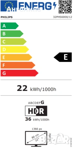 Телевизор, Philips 32PHS6000/12, 32" HD DLED 1366x768p, 60Hz, DVB-T/T2/T2-HD/C/S/S2, HDR 10, HLG, Do, снимка 4 - Телевизори - 53282666