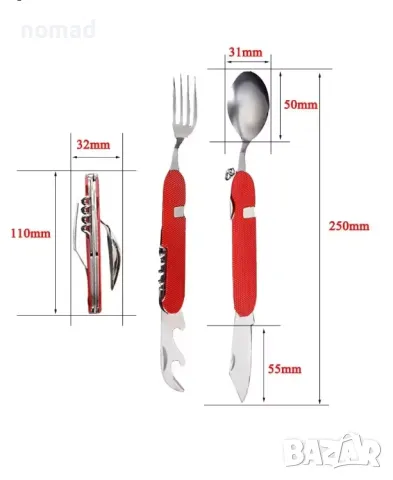 Сгъваем многофункционален прибор за хранене 6-в-1, снимка 3 - Къмпинг мебели - 49642887