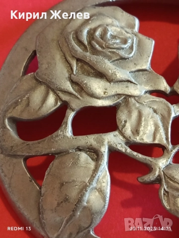 ВИНТИДЖ КАНАДСКИ КАПАК за СТЪКЛЕНА КУПИЧКА от КАЛАЙ с РОЗИ 52150, снимка 2 - Други ценни предмети - 52502544