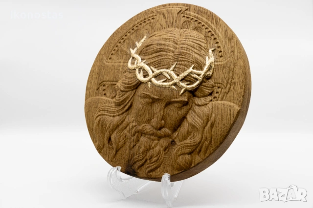 Позлатена релефна икона „Мъките Христови“ от дъб, снимка 3 - Икони - 53222935