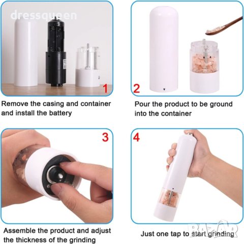 4111 Електрическа мелница с LED осветление с регулируема финностт на смиляне, снимка 13 - Аксесоари за кухня - 44010773