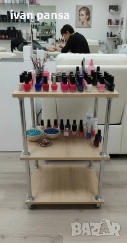 Помощна количка/ козметична масичка/етажерка с колелца - Айви мебел, снимка 3 - Маси - 49638641