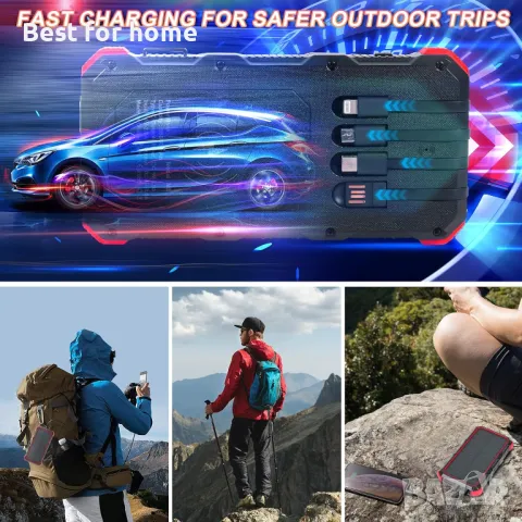 Соларна външна батерия  с 4 кабела и къмпинг лампа Euakee, снимка 8 - Друга електроника - 50142514