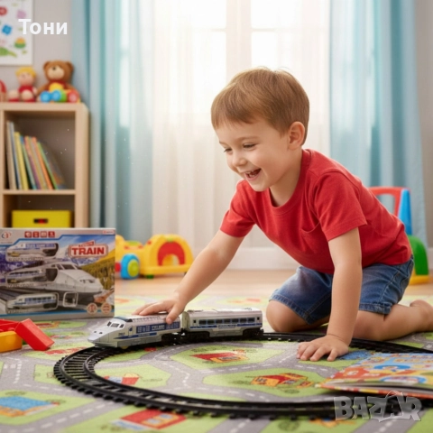 Влакче с релси, звуци и светлини – впечатляващ подарък за Коледа и празниците, снимка 3 - Влакчета, самолети, хеликоптери - 52818964