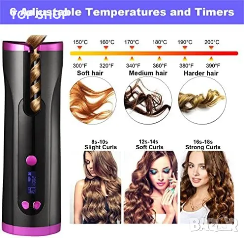 Нова автоматична керамична преносима маша за коса Къдрене Жени Прическа Подарък, снимка 6 - Маши за коса - 49426141