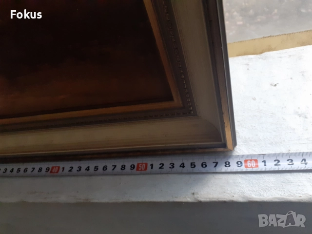 Голяма майсторска картина масло на платно подпис и рамка, снимка 7 - Антикварни и старинни предмети - 51486007