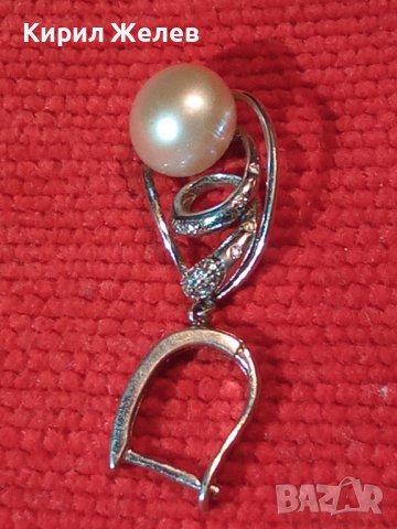 МАРКОВА СРЕБЪРНА ПЕРЛЕНА ОБЕЦА СРЕБРО S 925 с БЯЛА ПОЗЛАТА и ГОЛЯМА ЕСТЕСТВЕНА БЯЛА ПЕРЛА 26464, снимка 15 - Обеци - 43308175