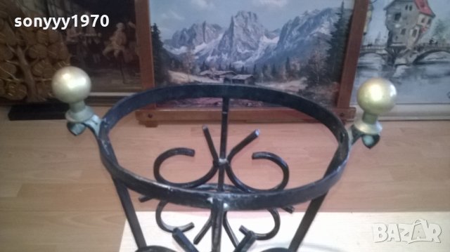 ПОСТАВКА ЗА ЧАДЪРИ ОТ КОВАНО ЖЕЛЯЗО И МЕСИНГ-50Х35СМ, снимка 5 - Колекции - 27400829