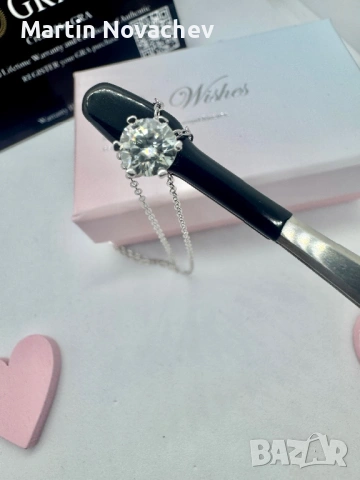 Сребърно колие с мойсанит (Диамант) 1 карат, снимка 10 - Колиета, медальони, синджири - 53503895