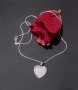 Колие Сърце розов кварц и посребрена верижка с торбичка и кутийка Подарък за жена за 8 март, снимка 3