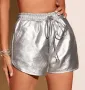 Сребристи Кожени Къси Панталони, снимка 2
