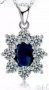 Сребърно колие с ланче цвете с кристал,dark blue/Ср.вис обеци цветя с кристали,dark blue/нови, снимка 2