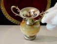 Посребрена амфора,ваза,свещник,нефритен оникс. , снимка 5