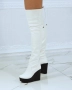Ботуши на платформа - бяла кожа с черно ходило - 1906 , снимка 2