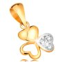 14К златна висулка злато детелина с бял камък, снимка 1 - Колиета, медальони, синджири - 43176080