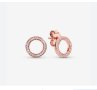 Обеци Pandora Sparkling Circle Stud Earrings  Rose Gold, снимка 1 - Гривни - 27466776