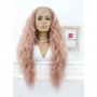 Дълга чуплива розова лейс фронт перука Елда, снимка 1 - Аксесоари за коса - 32837571