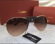 Cartier унисекс мъжки слънчеви очила с кожа и дървени дръжки 3 в 1, снимка 4