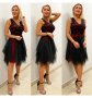 Нова италианска рокля в черно и червено, тюл и дантела М, снимка 16