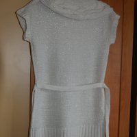 Бяла машинно плетена зимна рокля/туника, снимка 2 - Туники - 43151408