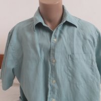 Мъжка риза с къс ръкав от лен Lands' End, снимка 1 - Ризи - 26295672