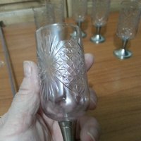 Руски кристални чаши с метално столче, снимка 3 - Антикварни и старинни предмети - 38505197