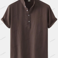 Мъжка памучна риза с яка и къс ръкав, 7цвята , снимка 14 - Ризи - 44901208
