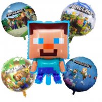 2 вид Minecraft Майнкрафт кръгъл фолио фолиев балон хелий или въздух рожден ден, снимка 2 - Други - 31892888