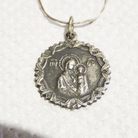 Сребърно синджирче със сребърен медальон Дева Мария, богородица с младенеца , снимка 2 - Колиета, медальони, синджири - 33227528