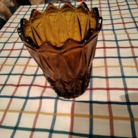 Ретро ваза от кафяв кристал, снимка 4 - Вази - 38541869