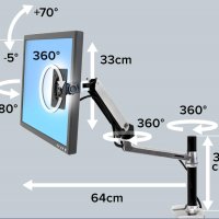 Висок клас регулируема стойка/рамо за монитор Ergotron LX за монтаж на бюро/плот/мебел, снимка 8 - Стойки, 3D очила, аксесоари - 43971677
