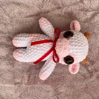 Ръчно плетена играчка крава, снимка 8 - Плюшени играчки - 43610006