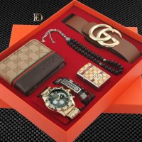 Комплект Gucci колан,часовник,портфейл,броеница,запалка,гривна, снимка 1 - Мъжки - 36904128