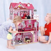 ПОСЛЕДНА БРОЙКА С НАМАЛЕНА ЦЕНА! Огромна дървена къща за кукли и принцеси на 3 етажа, снимка 1 - Кукли - 37798994