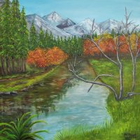 Маслена картина Есен в планината, снимка 1 - Картини - 30551730