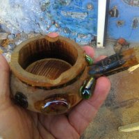 Интересен дървен пепелник, снимка 1 - Антикварни и старинни предмети - 43602915