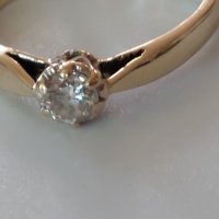 Дамски златен 375 проба пръстен с брилянт 0.25 карата-диамант, снимка 8 - Пръстени - 35474595