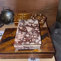 Ретро Мраморна кутия за бижута , снимка 3 - Колиета, медальони, синджири - 43557029