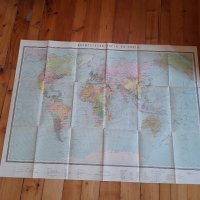 Стара политическа карта на света, снимка 2 - Други ценни предмети - 43008418