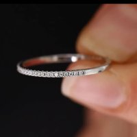 Сребърен пръстен с малки камъни цирконий , снимка 1 - Пръстени - 43613620